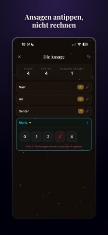 Entering bids for a Wizard round in WizScore